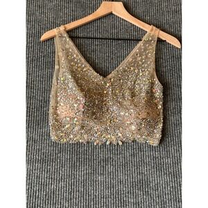Beaded Iridescent Embellished Fairycore Whimsical Top Prom Pageant Bodice 4